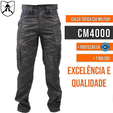 Calça Tática Cia Militar 7 Bolsos - Multicam Black