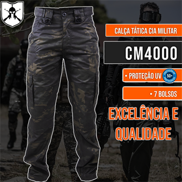 Calça Tática Cia Militar 7 Bolsos - Multicam Black