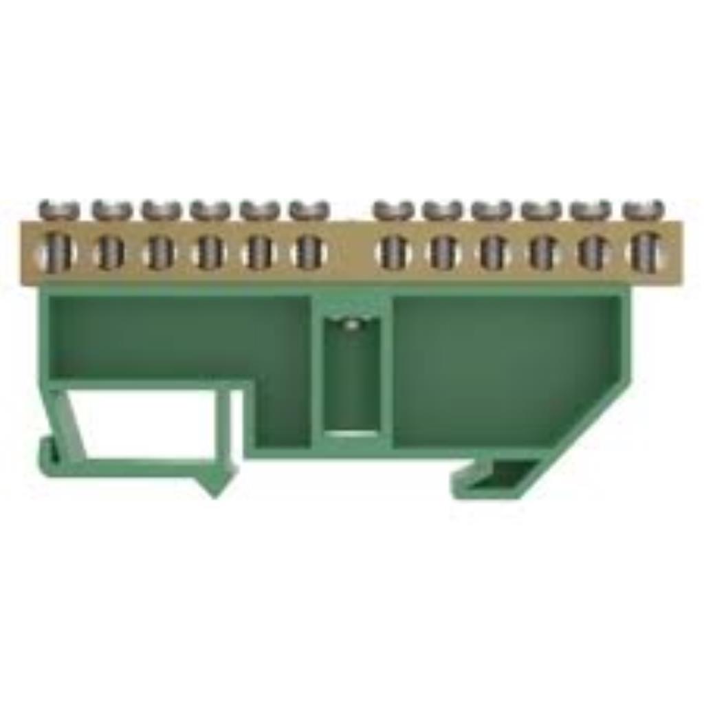 Barramento Terra Suporte 12Furos Verde Taf