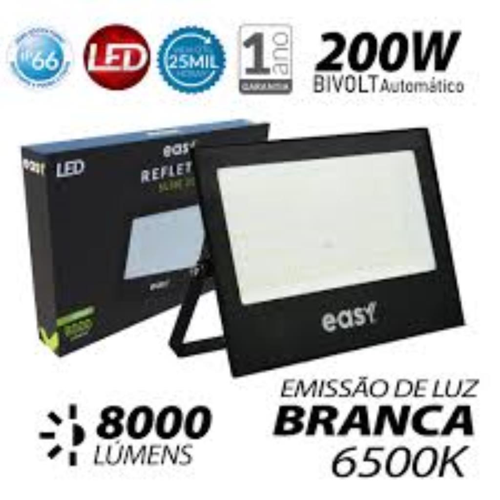 REFLETOR LED 200W SLIM 8000 LUMENS EASY BIVOLTS
