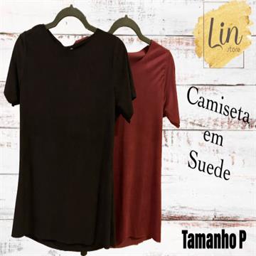CAMISETA EM SUEDE COM MANGA - TAMANHO P - CORES VARIADAS
