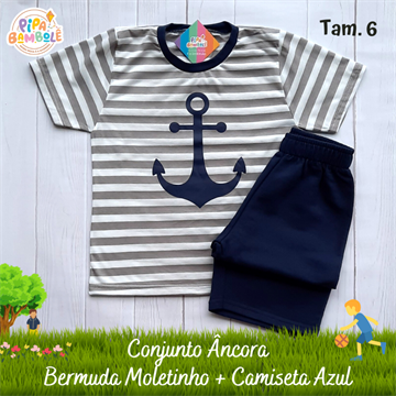 CONJUNTO CAMISETA + BERMUDA ÂNCORA - 4/6/8