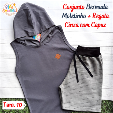 CONJUNTO REGATA C/ CAPUZ + BERMUDA MOLETINHO - 8/10/12