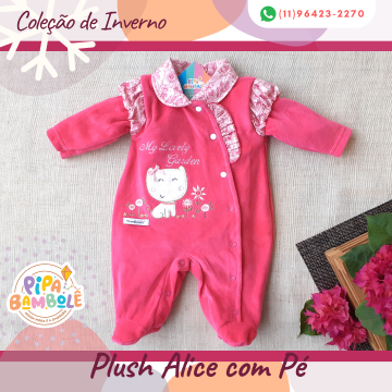 MACACÃO PLUSH FEM ALICE C/PÉ