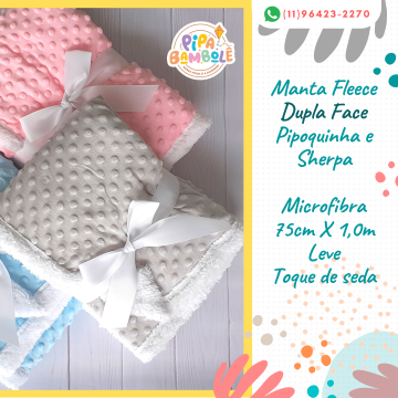 MANTA FLEECE DUPLA FACE PIPOQUINHA C/ SHERPA
