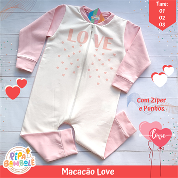 MACACÃO MOLETINHO FEM LOVE C/ZÍPER - 1/2/3