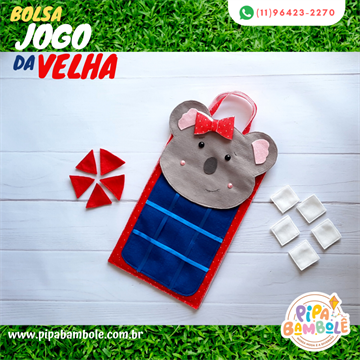 BOLSA FEM JOGO DA VELHA COALA C/10 PEÇAS