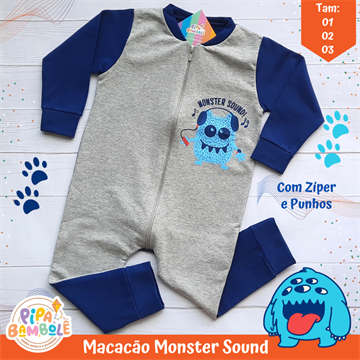 MACACÃO MOLETINHO MASC MONSTER SOUND C/ZÍPER - 1/2/3
