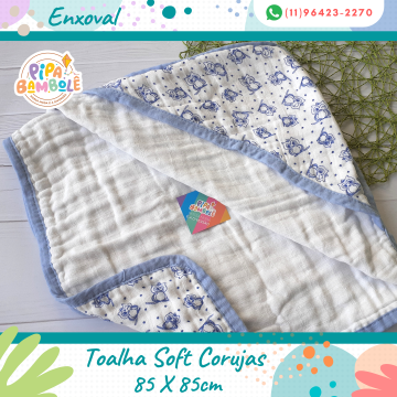 TOALHA SOFT CORUJAS MASC C/ CAPUZ 85X85 CM