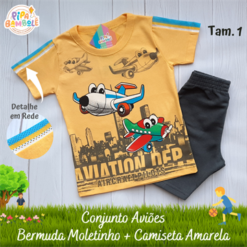 CONJUNTO CAMISETA + BERMUDA AVIÕES - 1/2/3