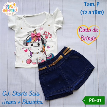 CONJUNTO BLUSINHA + SHORTS SAIA JEANS TAM 1