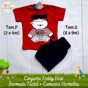 CONJUNTO CAMISETA + BERMUDA TEDDY BEAR - P/M/G