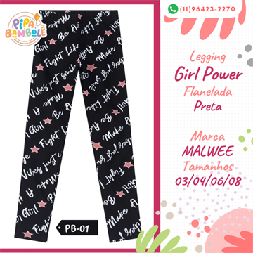 CALÇA LEGGING FEM FLANELADA MALWEE TAM 1-8
