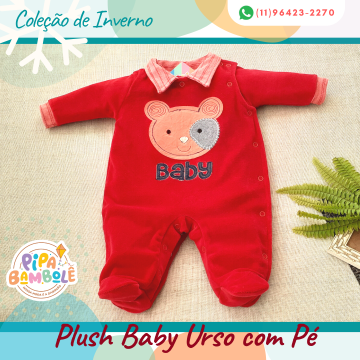 MACACÃO PLUSH MASC BABY URSO C/PÉ