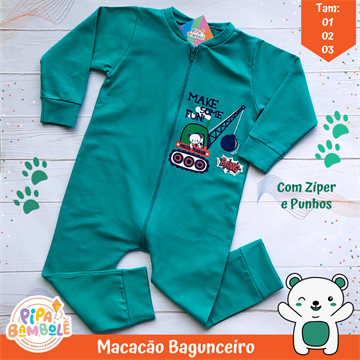 MACACÃO MOLETINHO MASC BAGUNCEIRO C/ZÍPER - 1/2/3